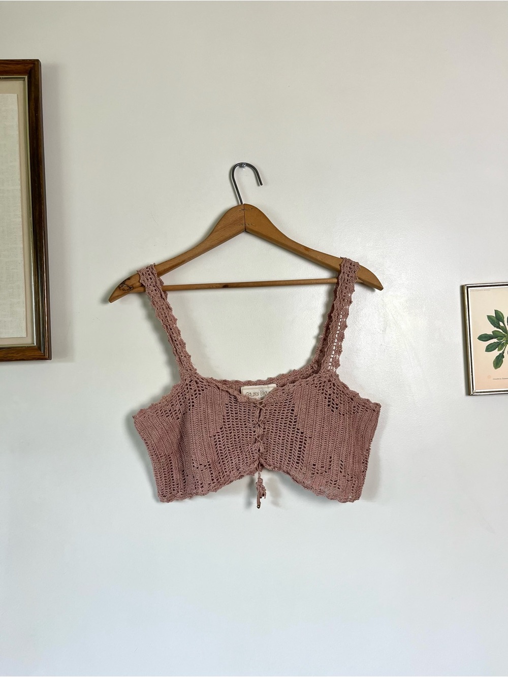 Golden Brown The Label Crocheted Knit Top